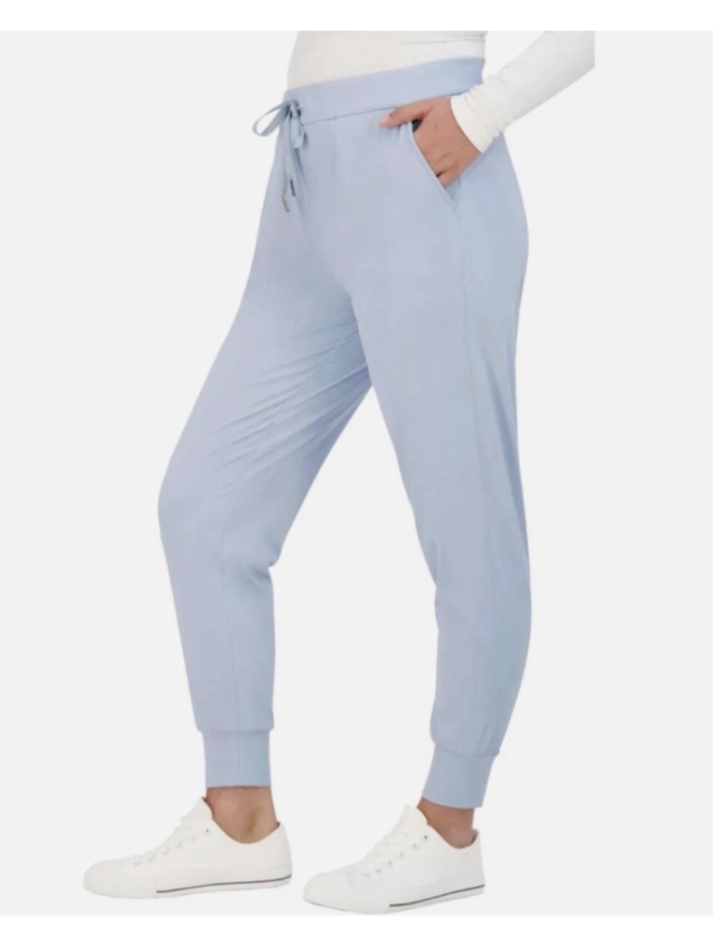 Sage Collective Womens Dusty Blue High Rise Drawstring Activewear Joggers Size S